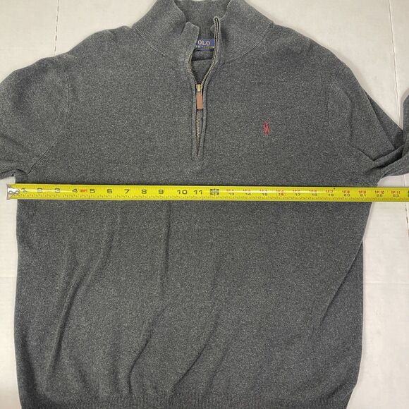 Polo Ralph Lauren Mens L Pima Cotton Quarter Zip Pullover Ribbed Y2K 90s Preppy - Picture 7 of 8